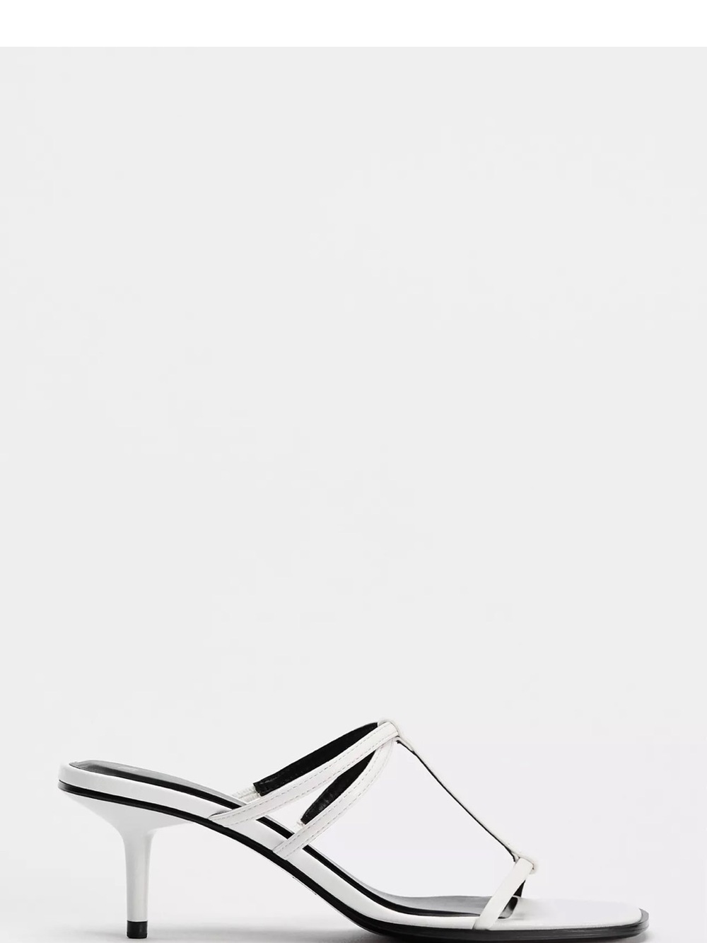 Zara White and Black Strappy Kitten Heel Sandals